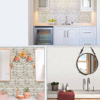 Square Peel & Stick Mosaic Tiles Plastic Arabesque Peel and Stick Wall Tile