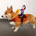 Funny Rider Dog Halloween Costume | Plush Saddle Outfit