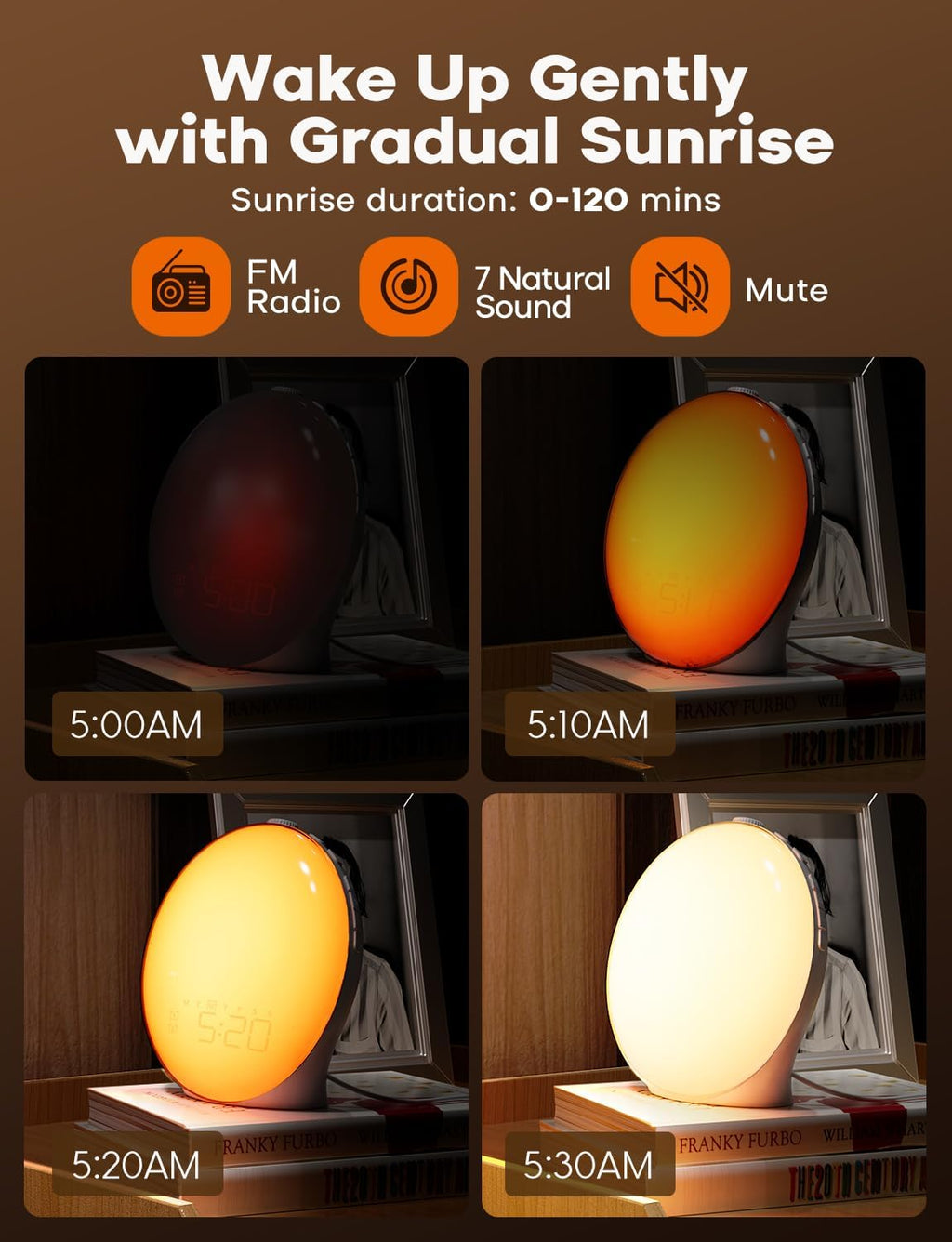 GlowRise Natural Wake-Up Light Alarm Clock with Sunrise & Sunset Simulation