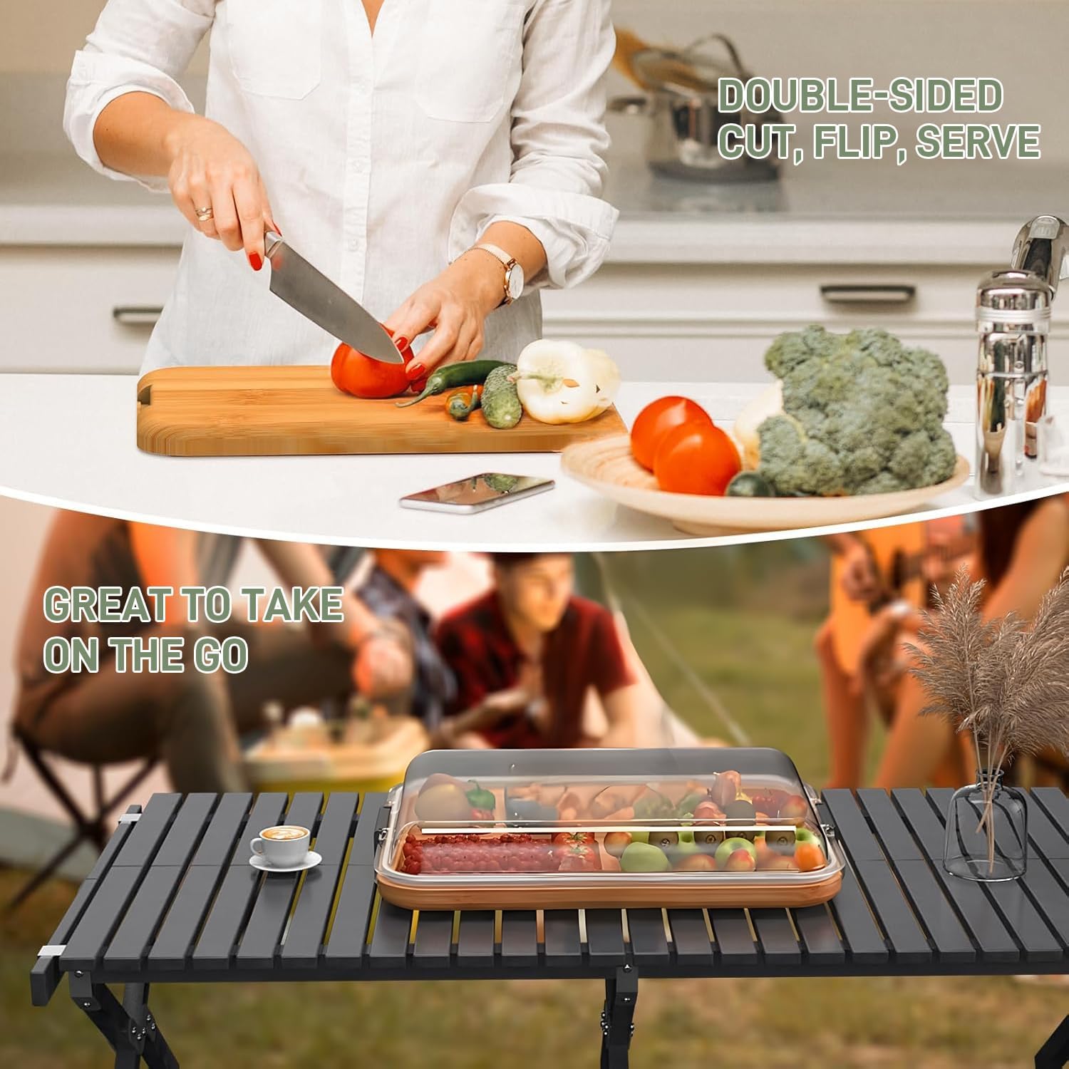 Bamboo Charcuterie Serving Board with Locking Clear Lid – Savorya