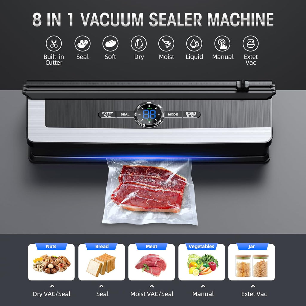 8-in-1 Vacuum Sealer with Built-in Cutter