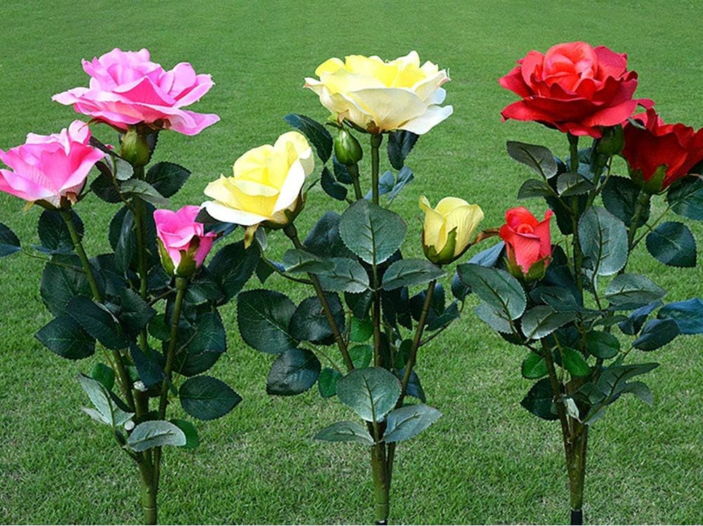 Solar-powered rose lights – garden stakes with solar panel for decorative lighting