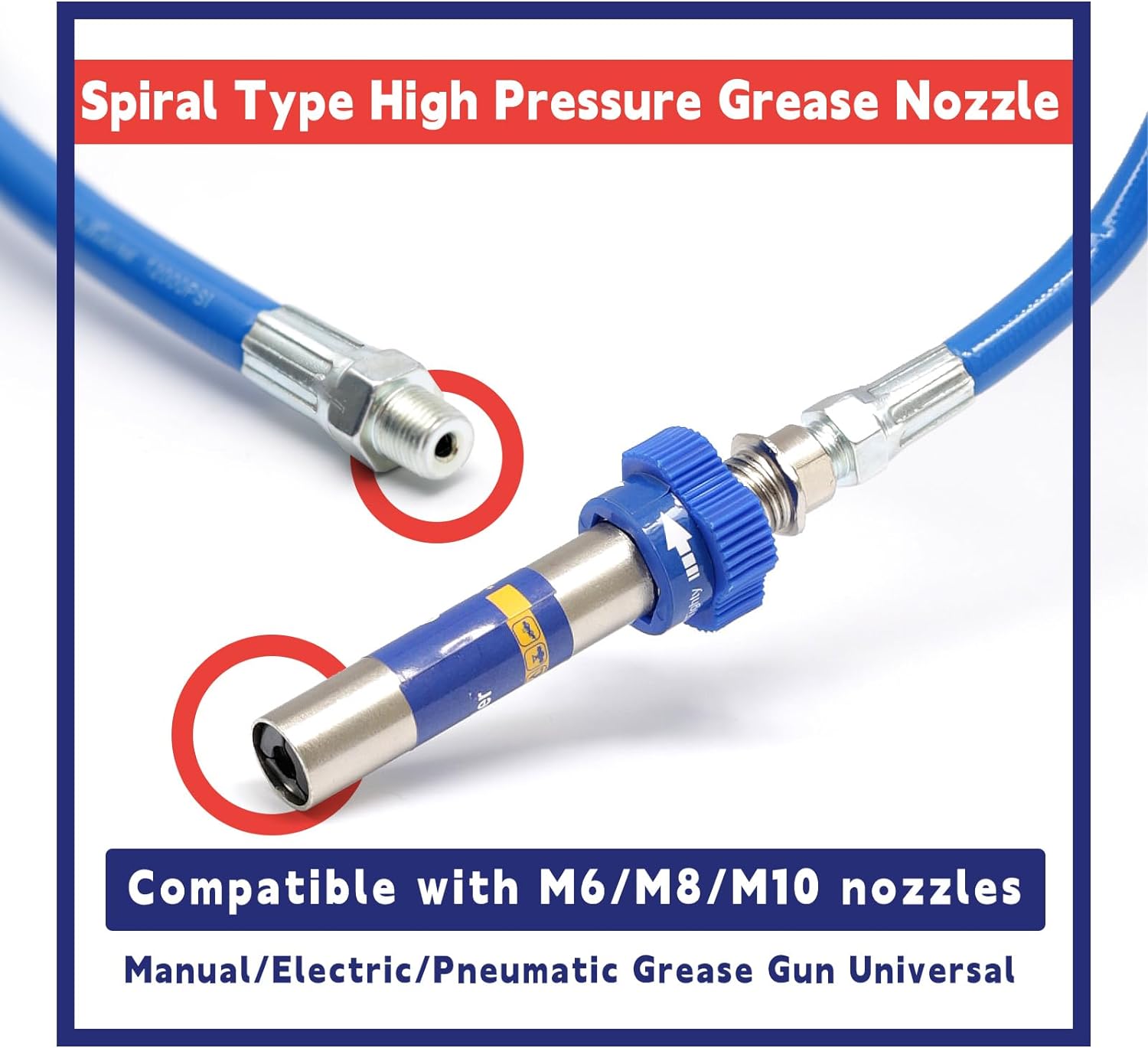 High-Pressure Grease Coupler - Heavy-Duty Fittings Adapter for Grease Guns, Fast Lock and Release Nozzles (Universal Fit)