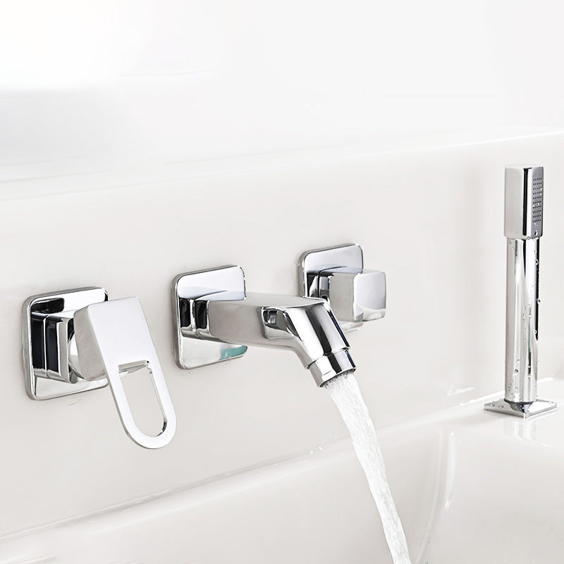Wall Mounted Faucet Brass Lever Handle Bathroom Faucet Hand Shower