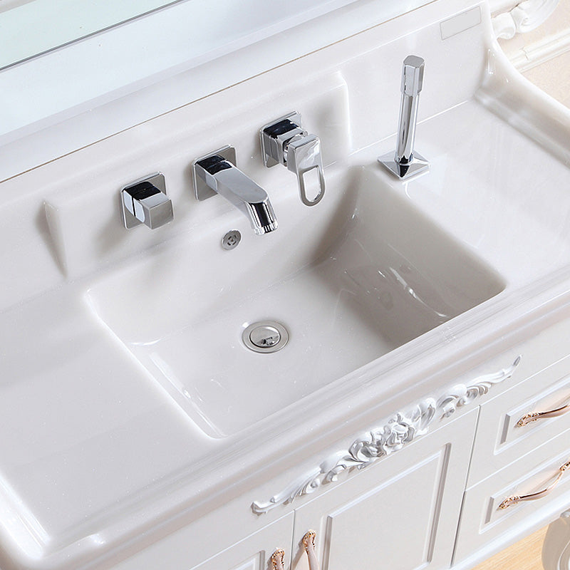 Wall Mounted Faucet Brass Lever Handle Bathroom Faucet Hand Shower