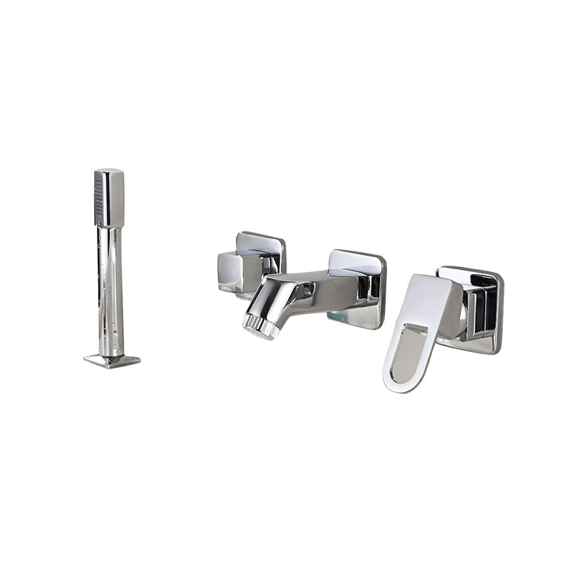 Wall Mounted Faucet Brass Lever Handle Bathroom Faucet Hand Shower