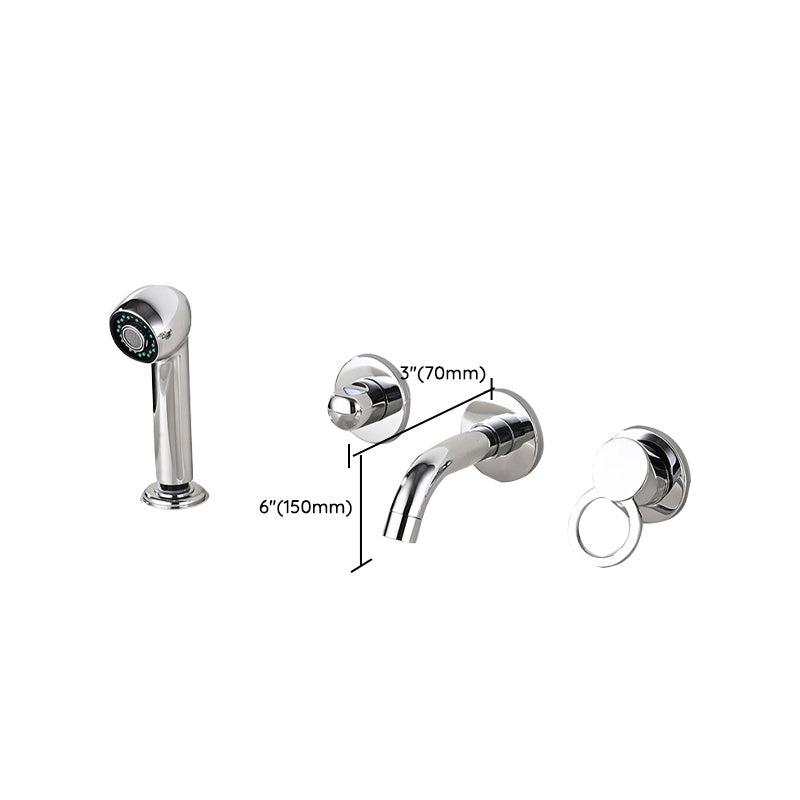 Wall Mounted Faucet Brass Lever Handle Bathroom Faucet Hand Shower