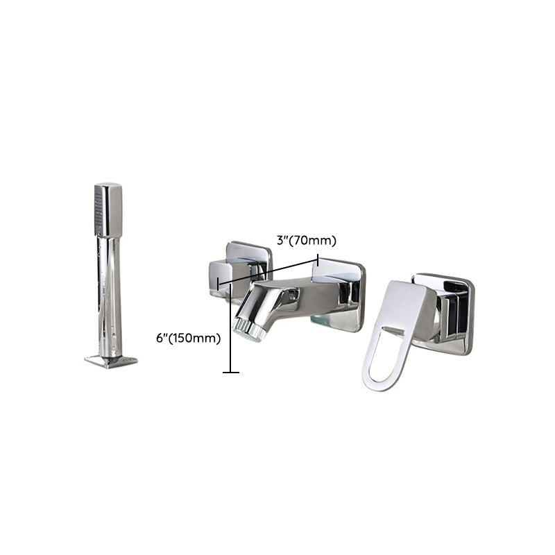 Wall Mounted Faucet Brass Lever Handle Bathroom Faucet Hand Shower