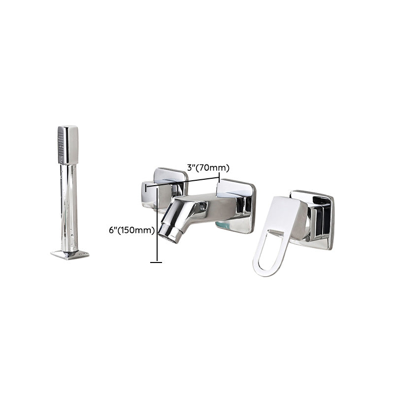 Wall Mounted Faucet Brass Lever Handle Bathroom Faucet Hand Shower