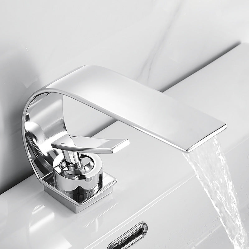 Unique Bathroom Waterfall Spout Brass Basin Faucet