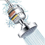 5 Sprays Shower Head Wall Mounted Silver Round Fixed Shower Head