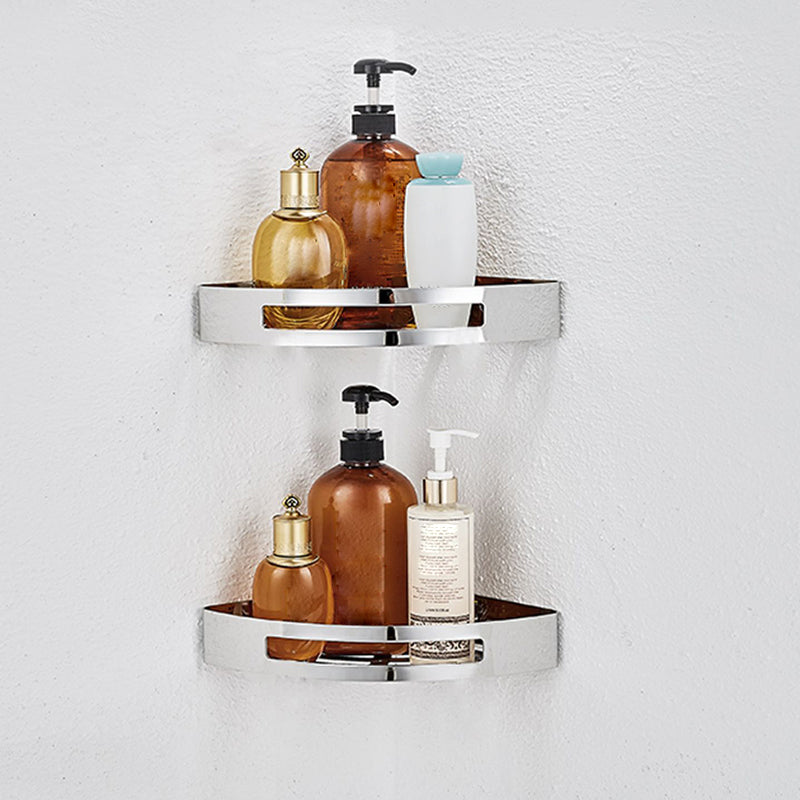 Polished Chrome Modern Bathroom Accessories Set Stainless Steel Triangular Shower Shelf