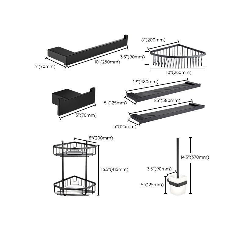 5-piece Modernism Bathroom Accessory Set in Matte Black Stainless Steel