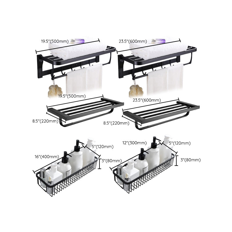 5-piece Modernism Bathroom Accessory Set in Matte Black Stainless Steel