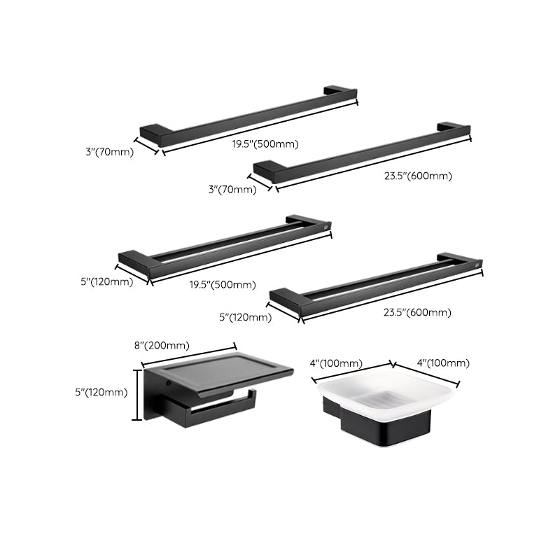 5-piece Modernism Bathroom Accessory Set in Matte Black Stainless Steel