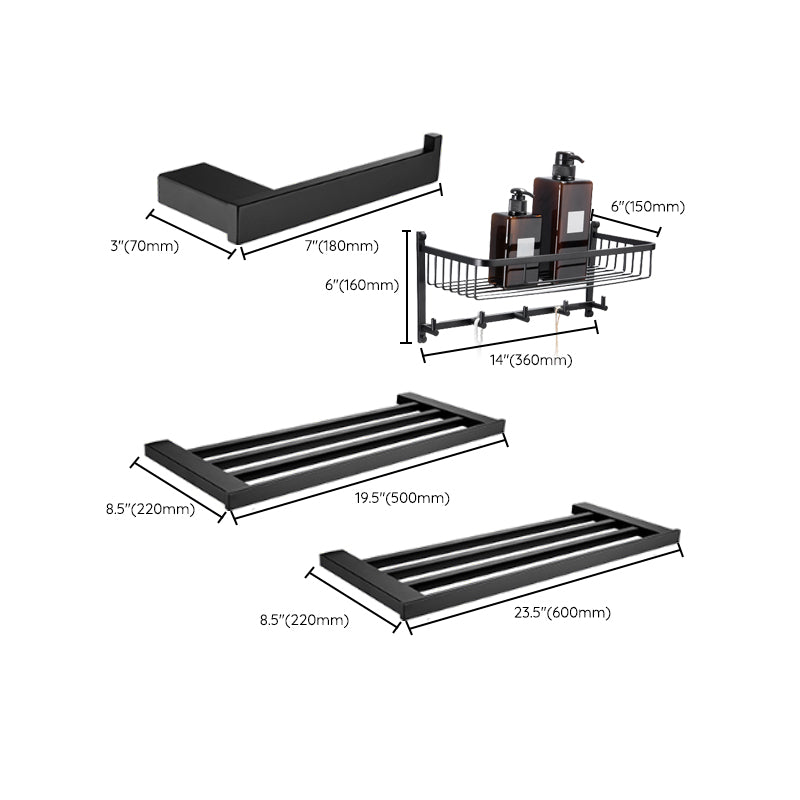 5-piece Modernism Bathroom Accessory Set in Matte Black Stainless Steel