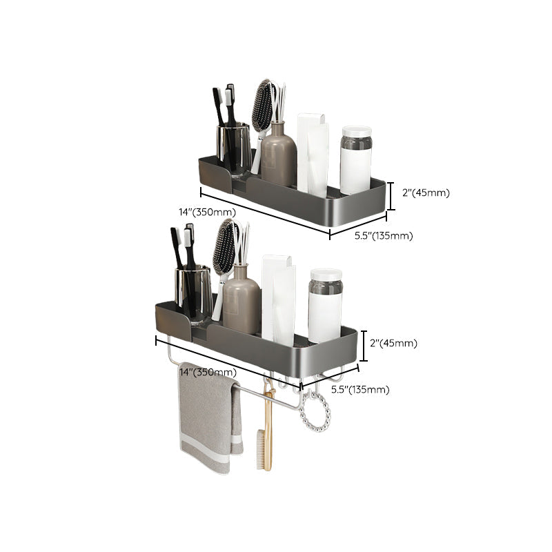 3-piece modern bathroom hardware set aluminum bathroom shelf in gray