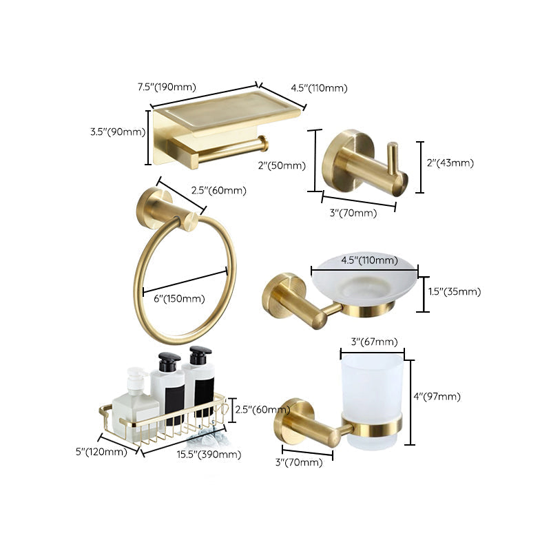 Traditional Brushed Brass Bathroom Accessories As Individual Piece Or In Set Made Of Metal