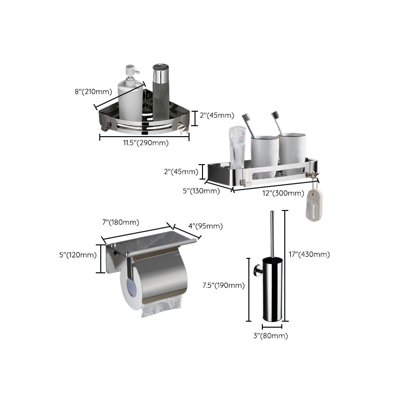 Modern Bathroom Accessory Hardware Set Silver Bathroom Hardware Set