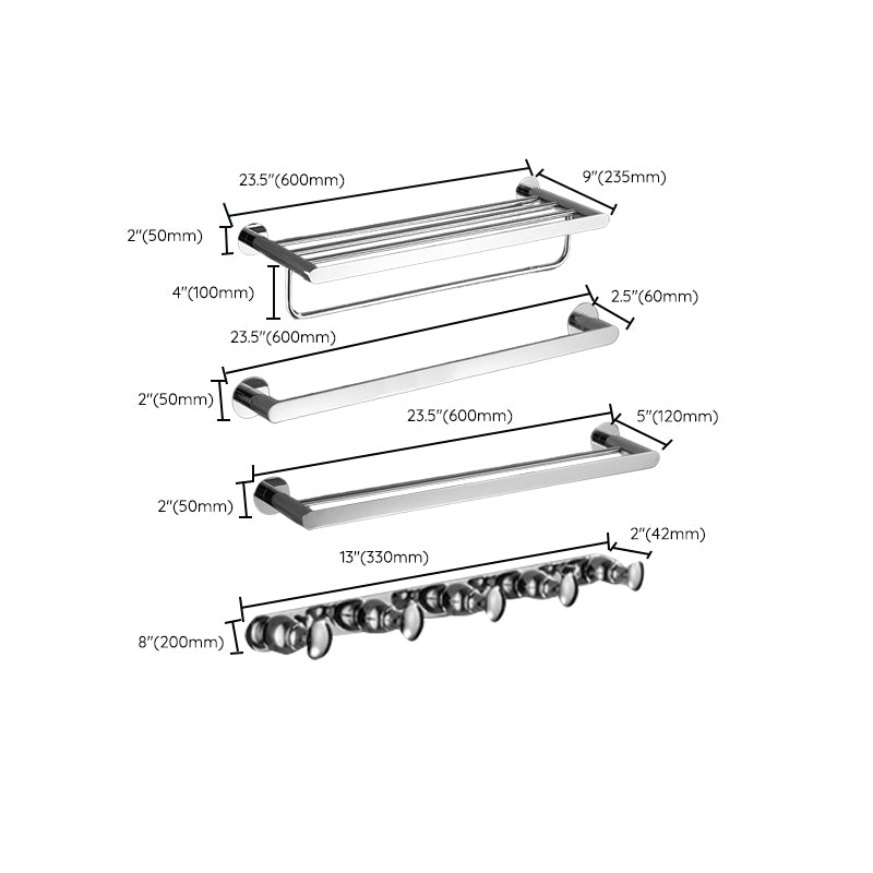 Modern Bathroom Accessory Hardware Set Silver Bathroom Hardware Set