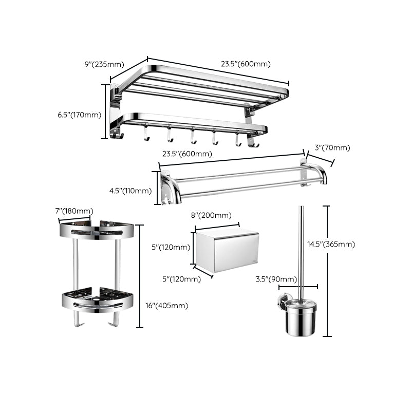 Contemporary Metal Bathroom Accessories Single Piece or as Set with Paper Holder