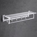 Contemporary silver metal bathroom accessory set with towel holder