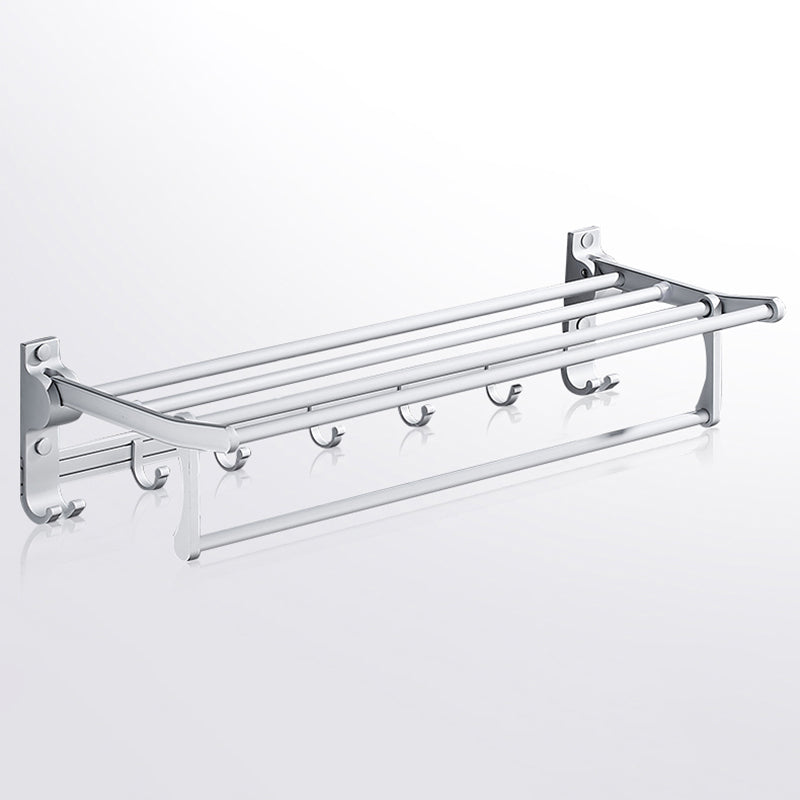 Contemporary silver metal bathroom accessory set with towel holder