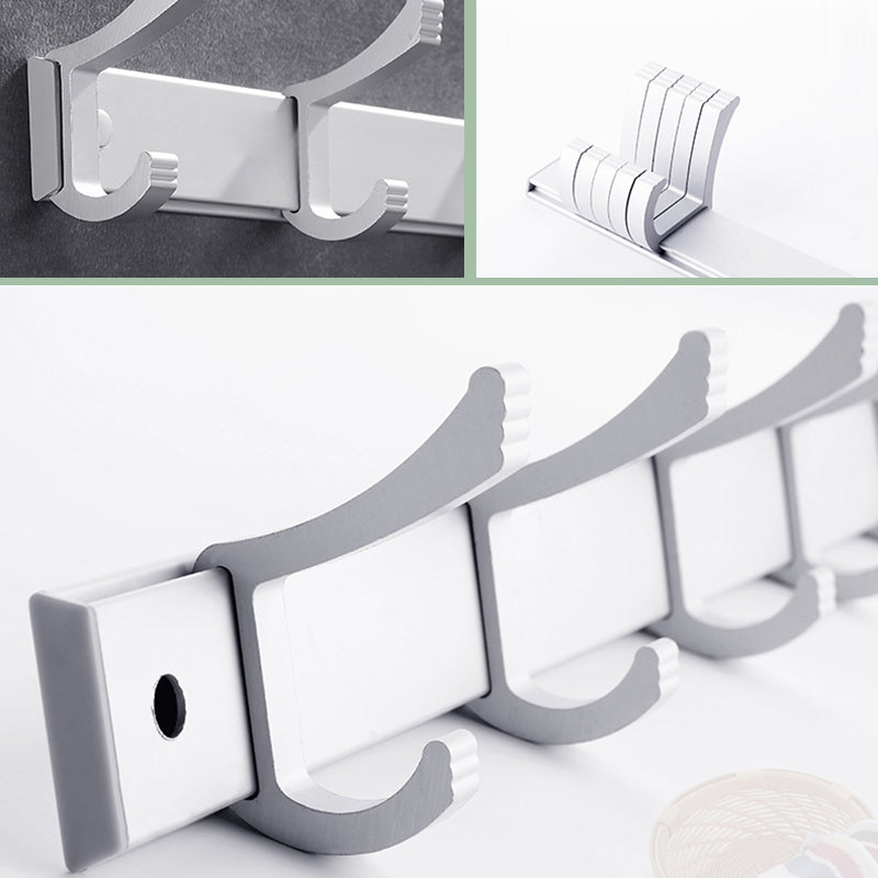 Contemporary silver metal bathroom accessory set with towel holder