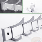 Contemporary silver metal bathroom accessory set with towel holder