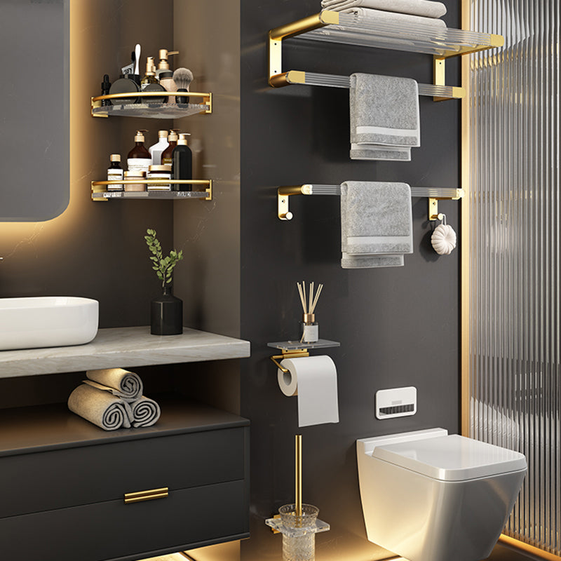 6-piece bathroom accessory set made of gold-colored metal bathroom hardware set