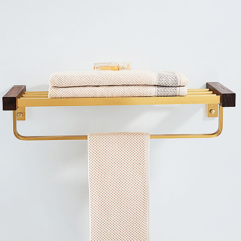 6-piece walnut bathroom accessory set metal gold bath hardware set