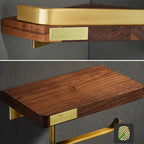 6-piece walnut bathroom accessory set metal gold bath hardware set