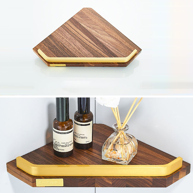 6-piece walnut bathroom accessory set metal gold bath hardware set