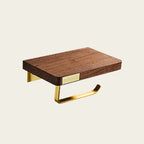 6-piece walnut bathroom accessory set metal gold bath hardware set