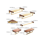 6-piece walnut bathroom accessory set metal gold bath hardware set