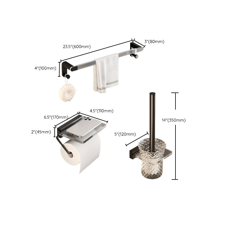 Contemporary Black Metal Bathroom Accessories Single Piece or as Set