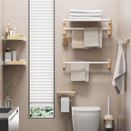 White Metal and Solid Wood Bathroom Accessories Hardware Set