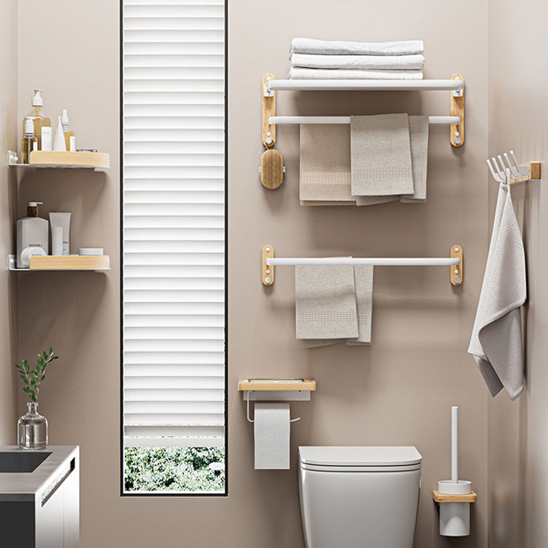 White Metal and Solid Wood Bathroom Accessories Hardware Set