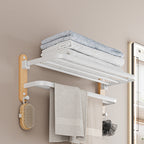 White Metal and Solid Wood Bathroom Accessories Hardware Set