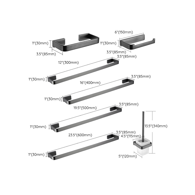 Gray metal modern bathroom accessories as a single item or as a set