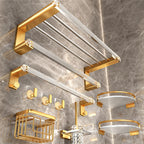 Modern Golden Bathroom Accessories Single Piece or in Set with Bathroom Shelf
