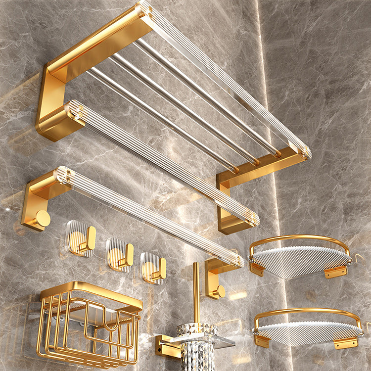 Modern Golden Bathroom Accessories Single Piece or in Set with Bathroom Shelf