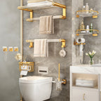 Modern Golden Bathroom Accessories Single Piece or in Set with Bathroom Shelf