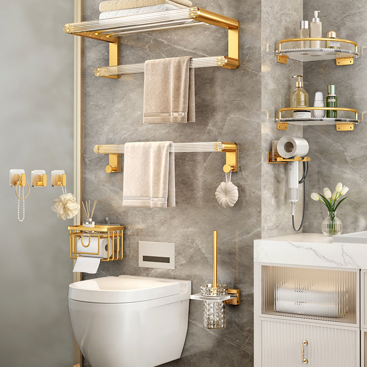 Modern Golden Bathroom Accessories Single Piece or in Set with Bathroom Shelf