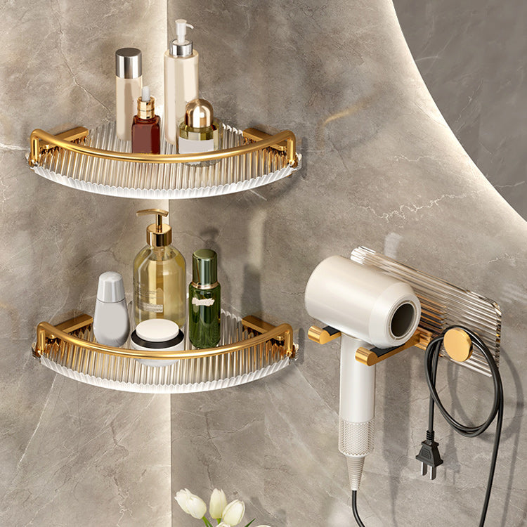 Modern Golden Bathroom Accessories Single Piece or in Set with Bathroom Shelf