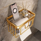 Modern Golden Bathroom Accessories Single Piece or in Set with Bathroom Shelf