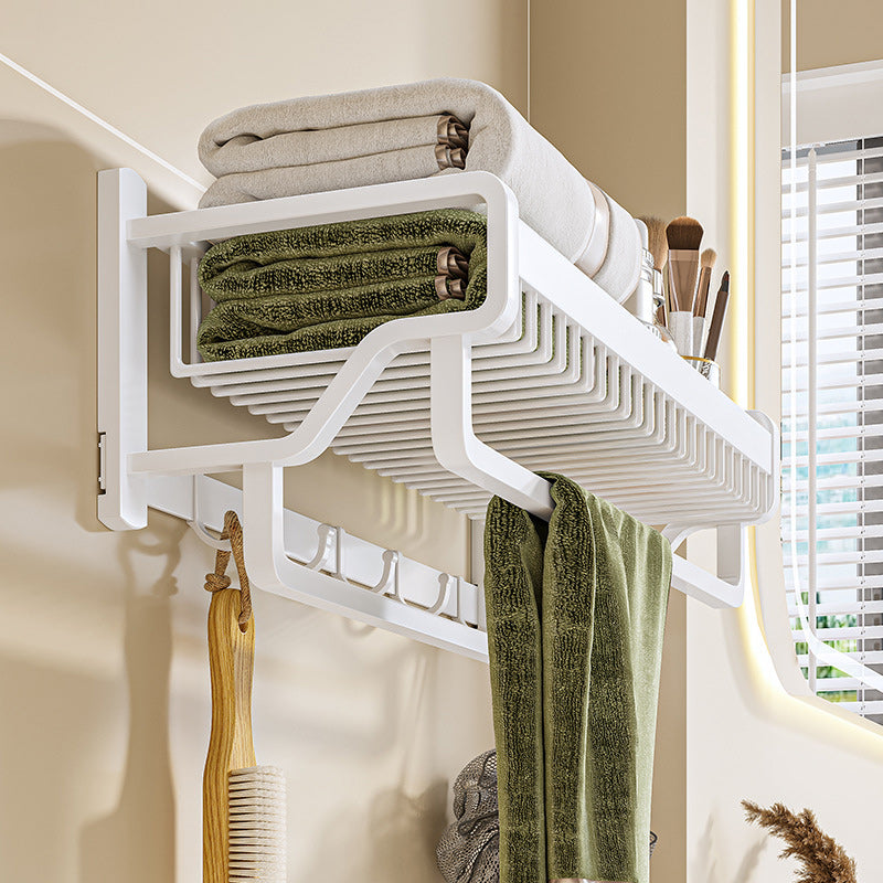 Modern bathroom accessory set in white with bath shelf/towel bar/bath towel hooks