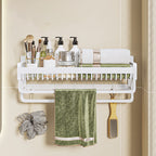 Modern bathroom accessory set in white with bath shelf/towel bar/bath towel hooks