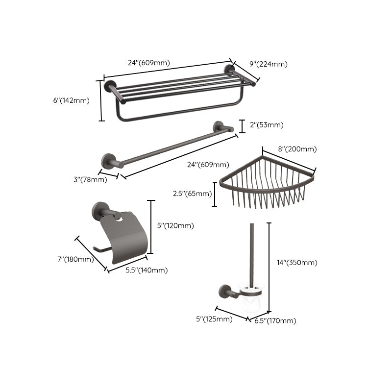 Gray Accessory Hardware Set Modern Bathroom Accessory Hardware Set