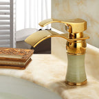 Wall-mounted Copper Roman Bath Faucet Low Arc Roman Bath Faucet Set with Jade